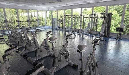 Téléchargez les photos : Fitness gymnase intérieur avec équipement et équipement - en image libre de droit
