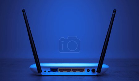 Photo for Wireless router on the background of the internet, concept. - Royalty Free Image