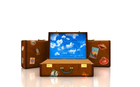 Téléchargez les photos : Concept de voyage avec valise - en image libre de droit