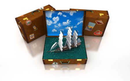 Téléchargez les photos : Concept de voyage et de vacances avec bateau - en image libre de droit