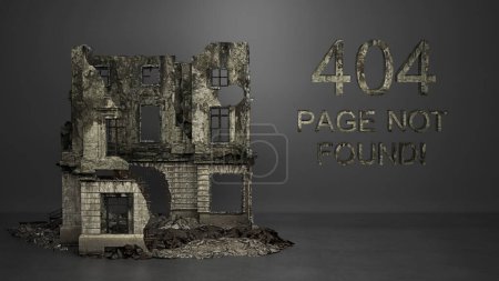 Foto de 3 d ilustración de un error de 4 0 4, casa hecha de ladrillos rotos - Imagen libre de derechos