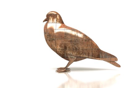 Téléchargez les photos : Oiseau de bronze isolé sur fond blanc - en image libre de droit