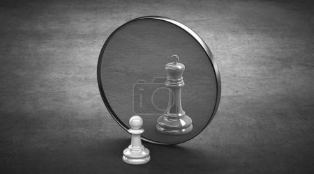 Téléchargez les photos : Miroir avec pièces d'échecs - en image libre de droit