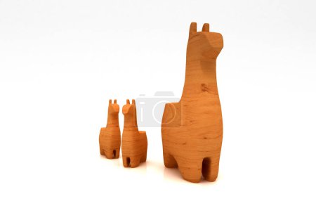 Photo for Wooden figure lama toy, isolated on white background - Royalty Free Image