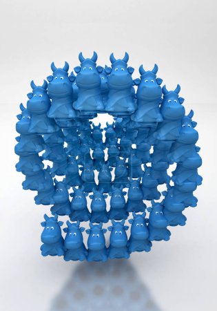 Foto de 3 d renderizar esfera azul con vacas - Imagen libre de derechos