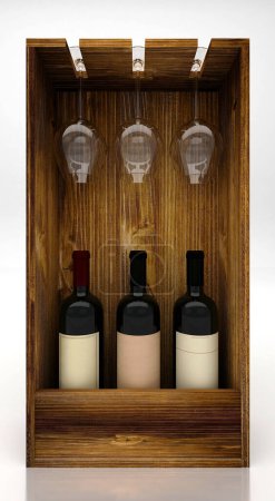 Téléchargez les photos : Bouteilles de verre de vin sur un fond brun foncé. - en image libre de droit