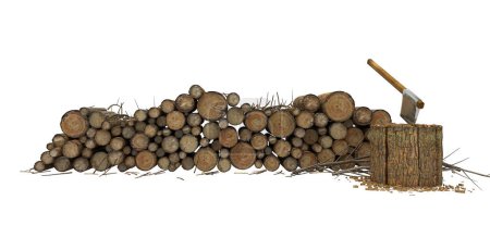 Foto de Leña y troncos en blanco - Imagen libre de derechos