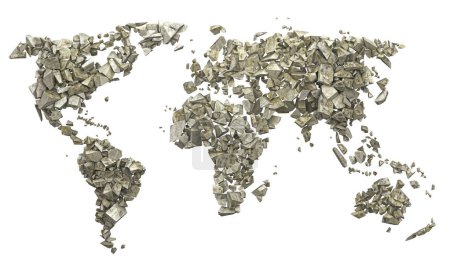 Téléchargez les photos : Carte du monde avec une texture métallique - en image libre de droit