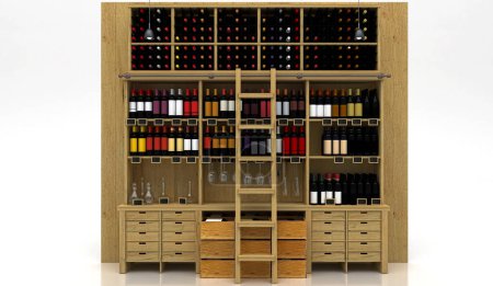 Photo for 3 d illustration of a wine store - Royalty Free Image