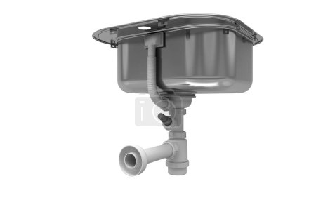 Photo for Steel washbasin sections, elements, exploded view, 3d rendering - Royalty Free Image