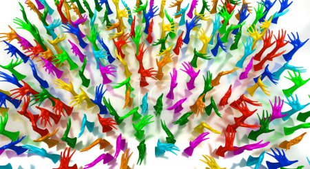 Foto de Manos multicolores estilizadas que emergen del suelo - Imagen libre de derechos