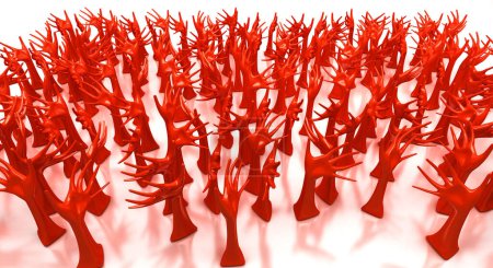 Téléchargez les photos : Mains rouges stylisées émergeant du sol - en image libre de droit