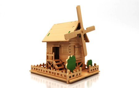 Foto de Molino de viento juguete de madera 3 d ilustración - Imagen libre de derechos