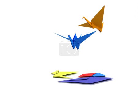 Photo for Origami paper art, flying bird, illustration - Royalty Free Image