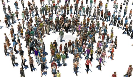 Photo for Lonely man in the center of a crowd of people in a circle, representation of loneliness, isolation - Royalty Free Image