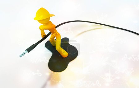 Téléchargez les photos : Figurine d'action pompier tenant un câble audio - en image libre de droit