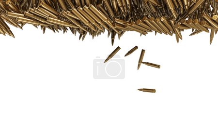 Photo for Lots of bullets on the floor, isolated on white - Royalty Free Image