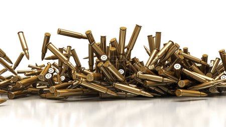 Foto de Montones de balas en el suelo, aisladas en blanco - Imagen libre de derechos