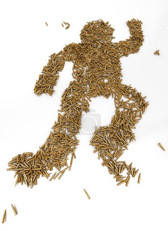 Foto de Muchas balas que forman la silueta de un hombre muerto, renderizado aislado con primer plano - Imagen libre de derechos