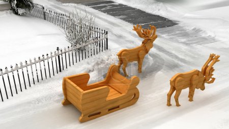 Téléchargez les photos : Paysage hivernal avec arbres et rennes - en image libre de droit