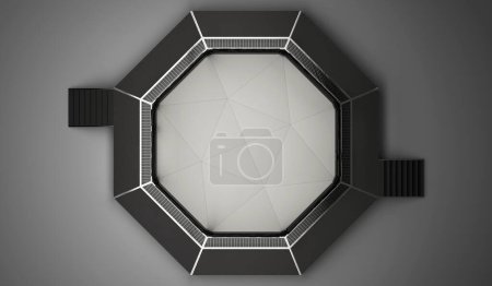 Téléchargez les photos : Cage octogone avec filet pour le combat mma, rendu 3d - en image libre de droit