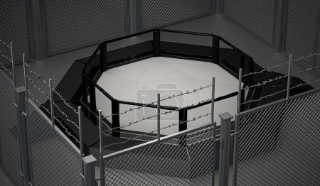 Photo for Octagon cage with net for mma fighting, 3d rendering - Royalty Free Image