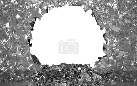 Photo for Cracked glass with cracks on white background. 3d rendering - Royalty Free Image