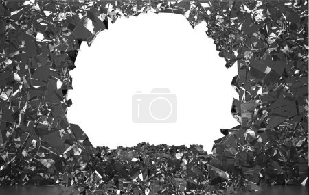 Téléchargez les photos : Verre fissuré avec des fissures sur fond blanc. Rendu 3d - en image libre de droit