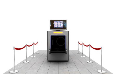 Téléchargez les photos : Scanner d'objet d'aéroport, rendu 3d, isolé sur blanc - en image libre de droit