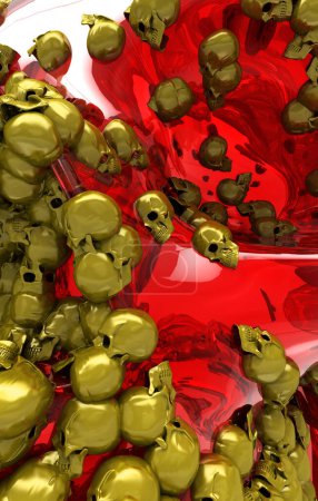 Photo for Skeleton with other skull scatter on the surface, 3d rendering, 3d illustration - Royalty Free Image