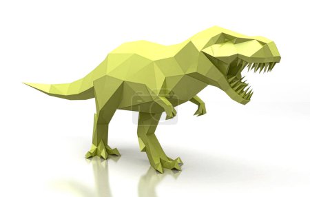 Foto de 3d ilustración de un dinosaurio de papel sobre un fondo blanco - Imagen libre de derechos