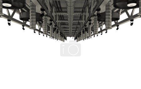 Téléchargez les photos : Système de ventilation au plafond avec tuyaux métalliques, design, bim, rendu 3d - en image libre de droit