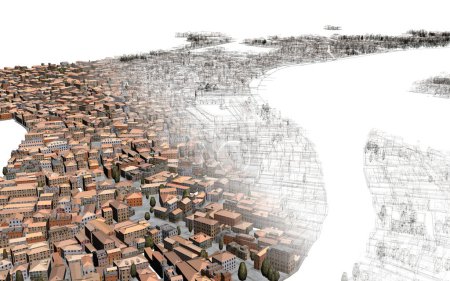 Téléchargez les photos : Visualisation topographique tridimensionnelle de la lagune de Venise, rendu 3D - en image libre de droit