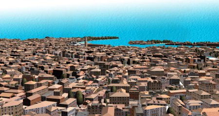 Téléchargez les photos : Visualisation topographique tridimensionnelle de la lagune de Venise, rendu 3D - en image libre de droit