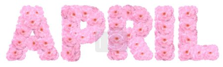 Foto de Palabra abril con flores de rosa - Imagen libre de derechos