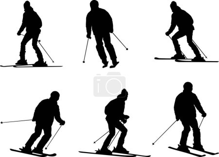 Téléchargez les photos : Silhouette homme ski - illustration vectorielle - en image libre de droit