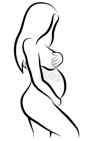 Foto de Bosquejo de la mujer embarazada - ilustración vectorial - Imagen libre de derechos