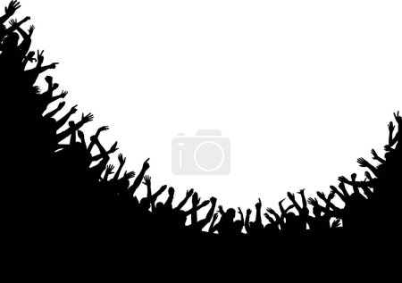 Foto de Multitud levantando las manos arriba silueta - Imagen libre de derechos