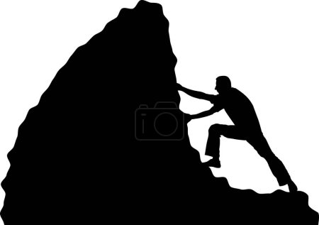 Foto de Silueta del hombre subiendo la montaña - Imagen libre de derechos