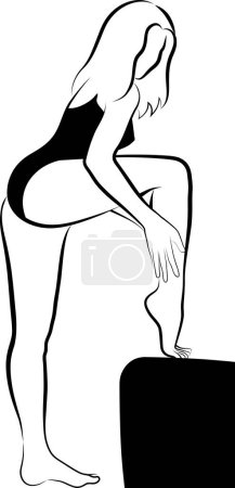 Illustration for Woman in beachwear creaming her leg - Royalty Free Image