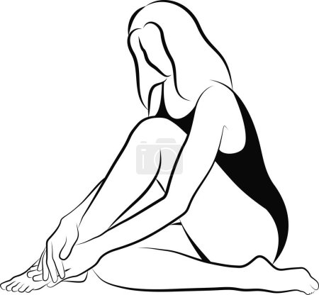 Illustration for Drawing woman massaging her leg - Royalty Free Image