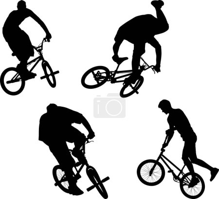 Téléchargez les photos : Silhouettes de garçon sur vélo BMX - en image libre de droit