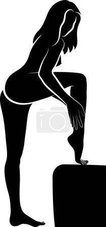Illustration for Silhouette of woman creaming her leg - Royalty Free Image