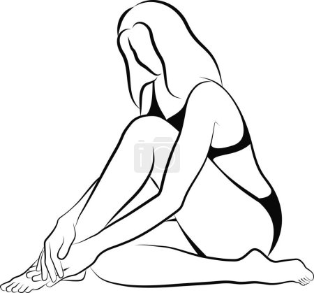 Illustration for Sketch of woman in bikini creaming her leg - Royalty Free Image