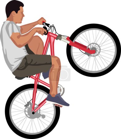 Téléchargez les photos : Cycliste isolé sur vélo VTT - en image libre de droit