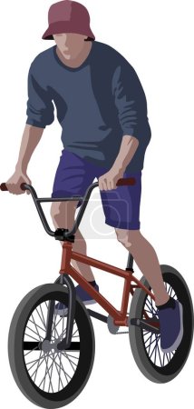 Téléchargez les photos : Cycliste isolé sur vélo BMX - en image libre de droit