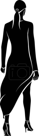 Ilustración de Silueta de mujeres de moda. Ilustración monocromática vectorial - Imagen libre de derechos