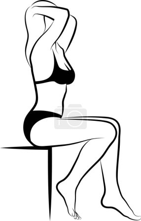 Skizze einer sitzenden Frau im Bikini