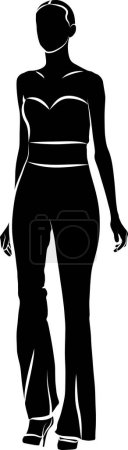Silhouette de femmes en pantalon. Illustration vectorielle monochromatique