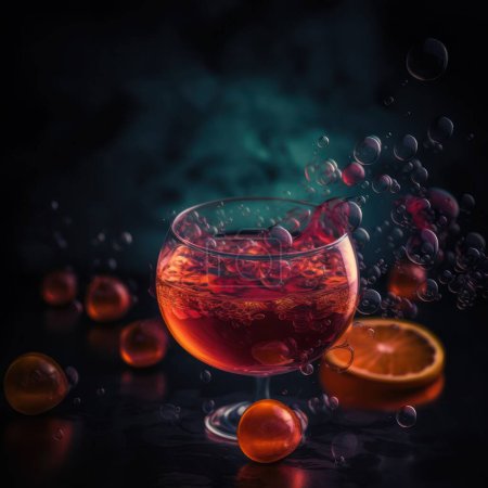 Photo for 3d image of high detailed rum coke drink with lime and orange. Alcoholic drink beverage details - Royalty Free Image